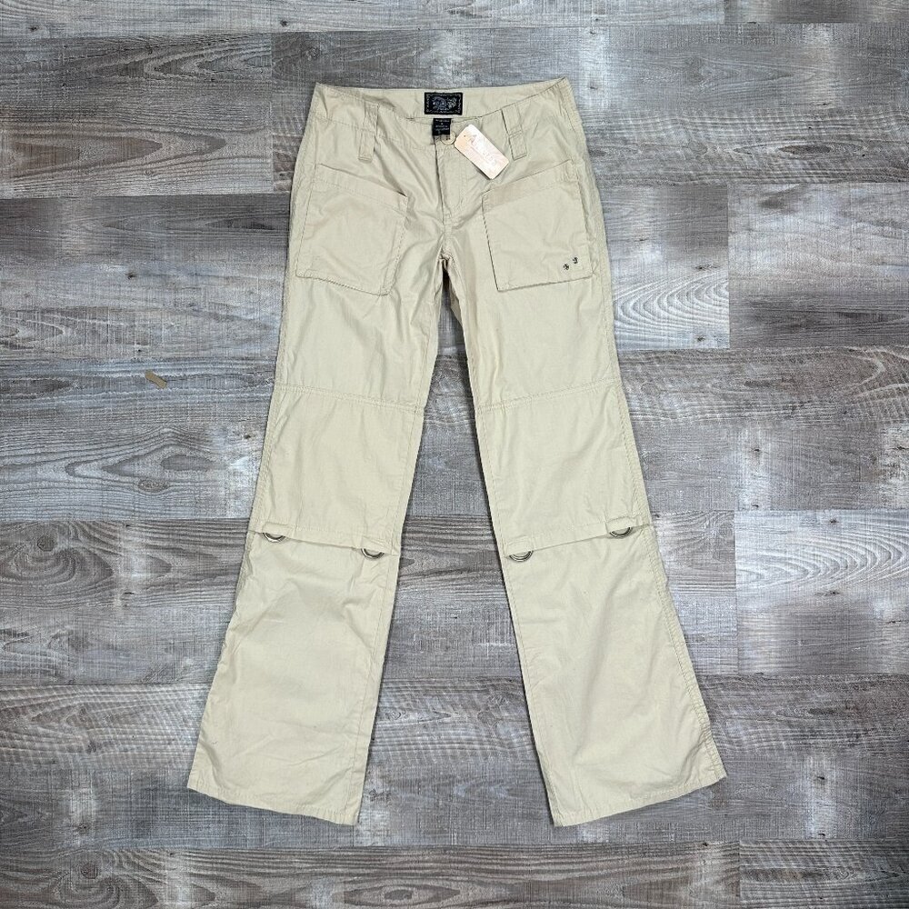 Y2K 90s Forever 21 Cargo Parachute Paratrooper Convertible Taupe Pants Sz Sx31"